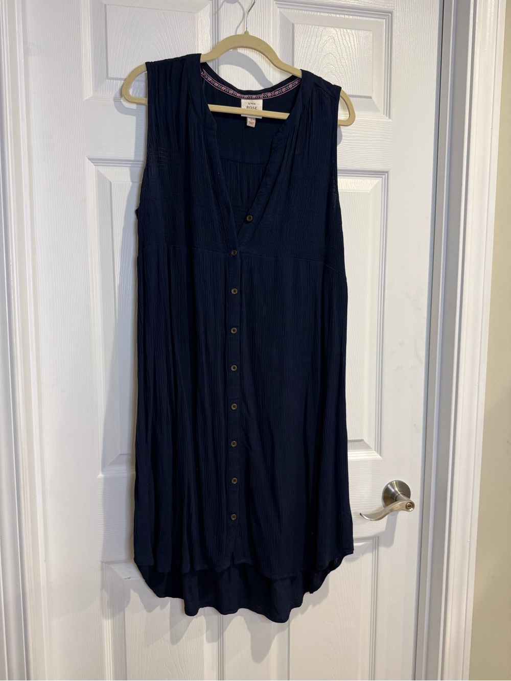 Knox Rose Navy Button-Front Sleeveless Midi Dress